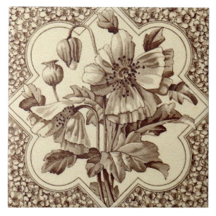 Carreau Les meilleurs papillons victoriens Floral Sepia Re