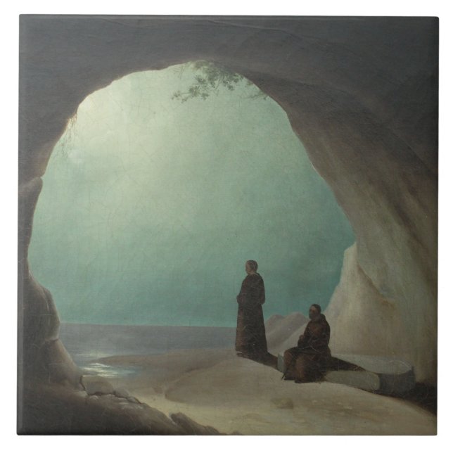 Carreau Les moines chrétiens dans une Grotte (par Carl Ble (Devant)