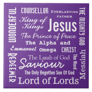 Carreau Les noms de Jésus Texte blanc
