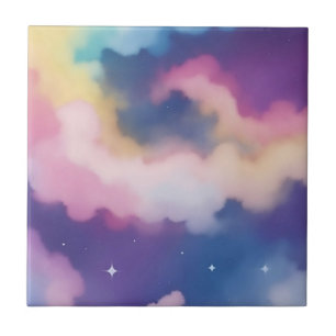 Carreau Les nuages pastel sur le ciel étoilé