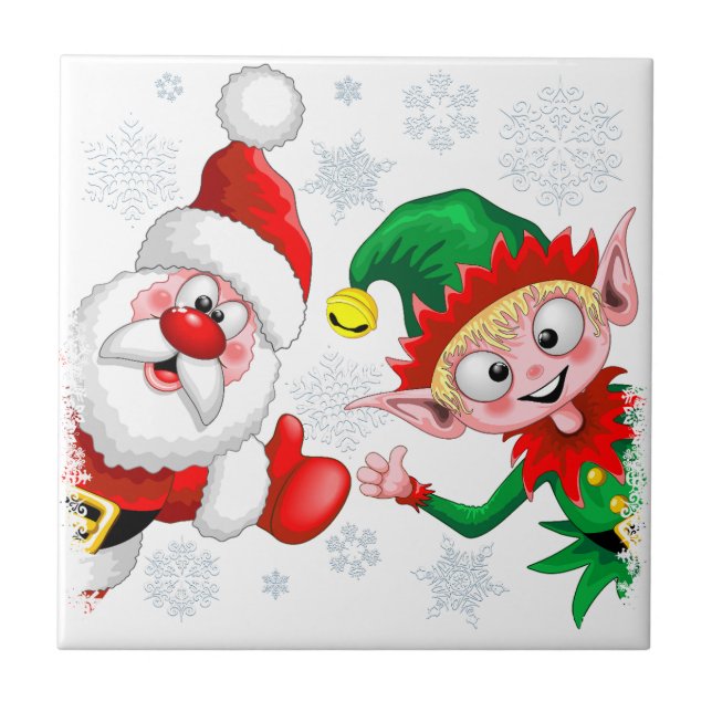 Carreau Les personnages de Noël de père Noël et Elf (Devant)