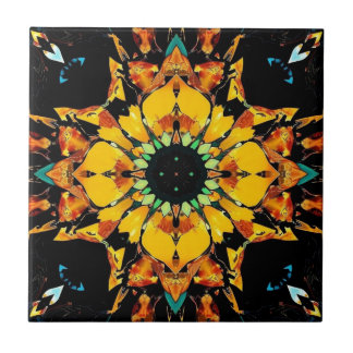 Carreau Les rêves de kaléidoscope : un tournesol Abstrait