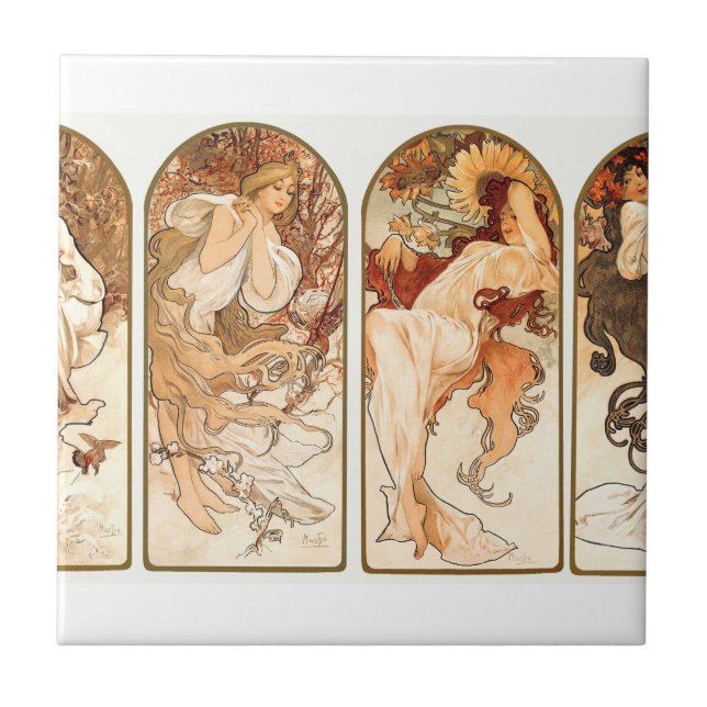 Carreau Les Saisons Original 1897 Par Alphonse Mucha (Devant)