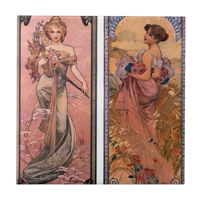 Carreau Les saisons (ressort, été) par Alphonse Mucha (Devant)