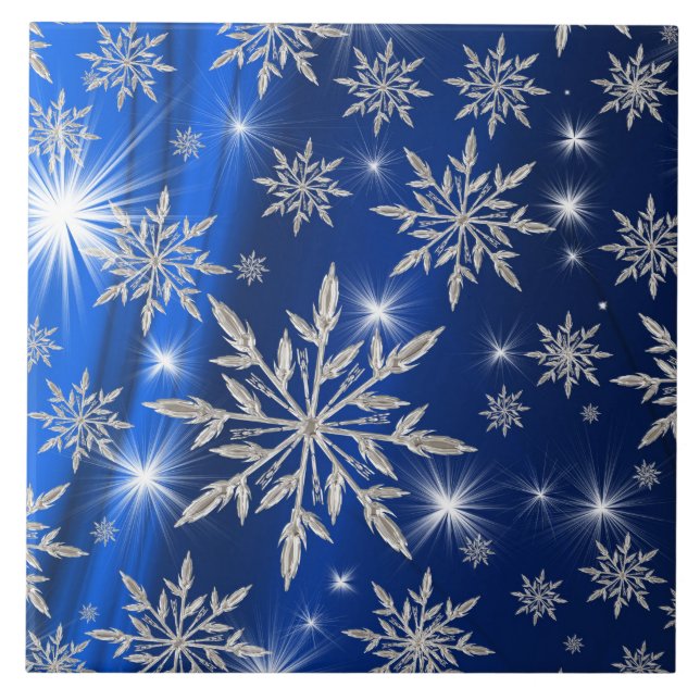 Carreau Les stars de Noël bleues avec le cristal de glace  (Devant)