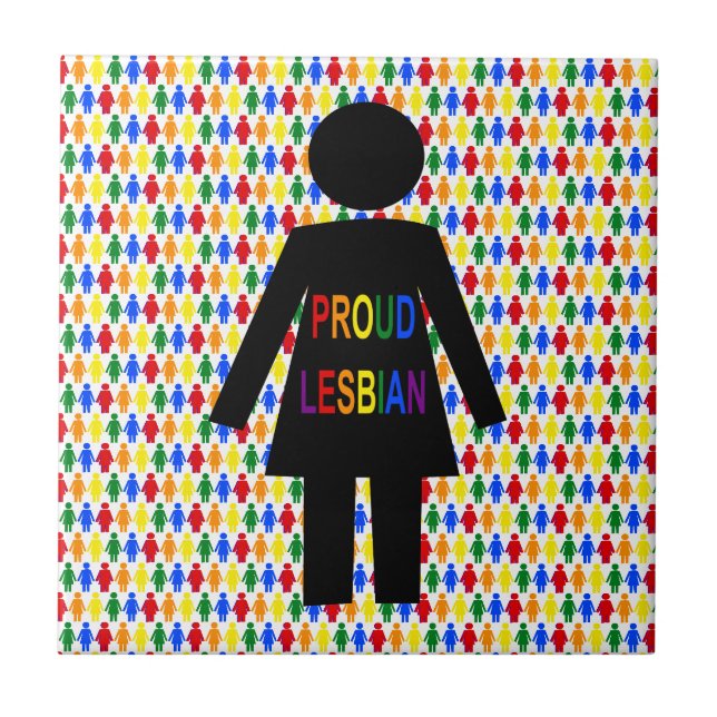 Carreau Lesbienne LGBTQ Silhouette et Rainbow Ladies (Devant)
