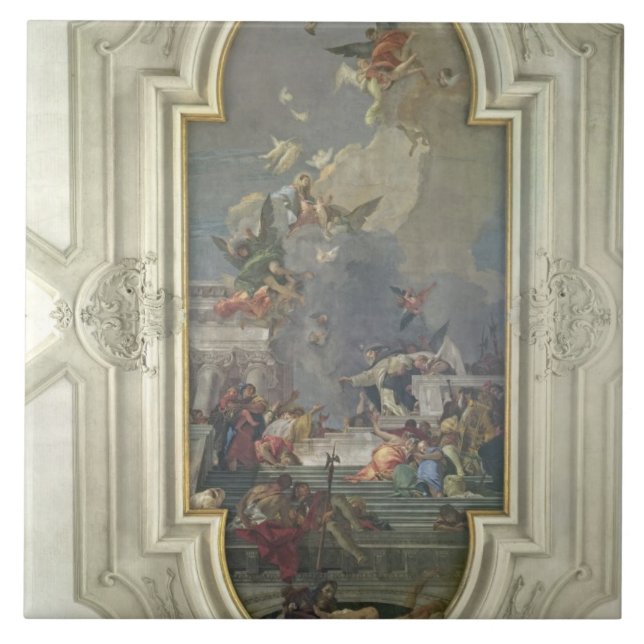 Carreau L'établissement du chapelet par St Dominic (fres (Devant)