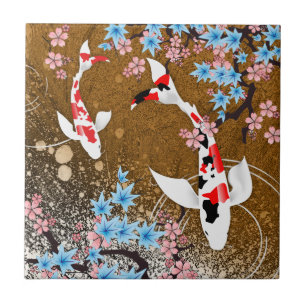 Carreau L'étang de Koi - bois - Japonais conçoivent le