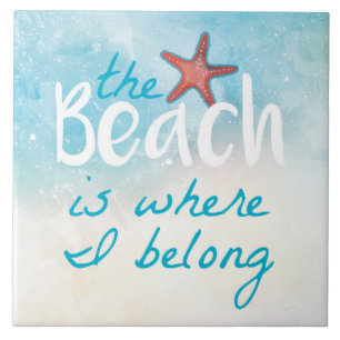 Carreau L'étoile de mer de corail avec la plage est où