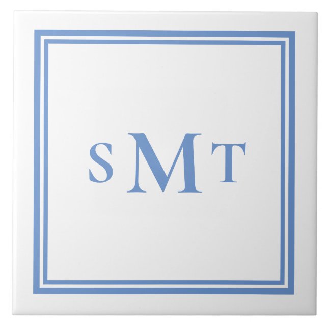 Carreau LETTRE BLEUE ET BLANCHE TROIS LETTRE MONogramme (Devant)