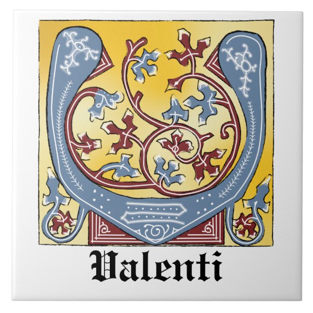 CARREAU LETTRE BLEUE MOYENNE ET ROUGE VOIE ÉCLAIRÉE V (Devant)