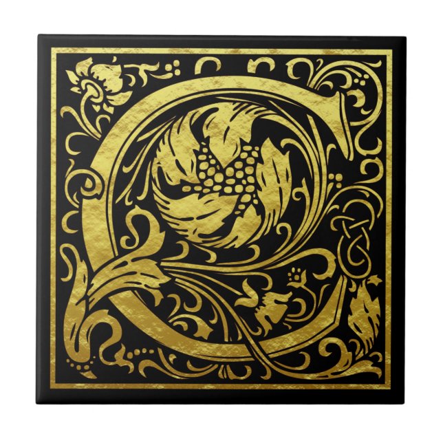 Carreau Lettre C Première Lettre Faux Gold Black (Devant)