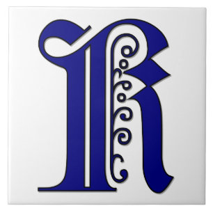 Carreau Lettre colchester K en tuiles Monogrammes bleues