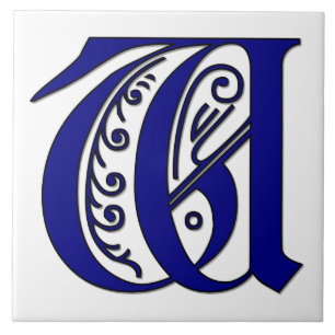 Carreau Lettre Colchester W en tuiles Monogrammes bleues
