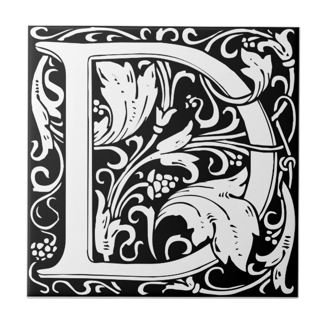 Carreau Lettre D Art nouveau Carrelage noir et blanc (Devant)