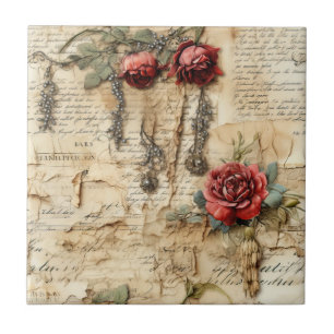 Carreau Lettre d'amour florale antique nostalgique