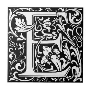 Carreau Lettre E Monogramme médiéval Art Nouveau