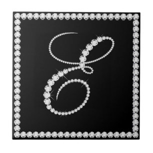 Carreau LETTRE Élégante E Diamants Étincelants Monogramme