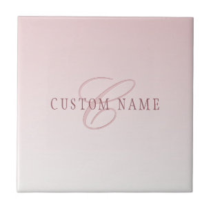 Carreau Lettre élégante & monogramme   Rose ombré