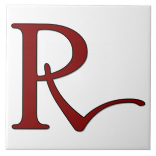 Carreau Lettre Helena R en mosaïque Monogramme rouge