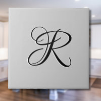 LETTRE INITIALE Calligraphie 3D Noire | Pastel Gre