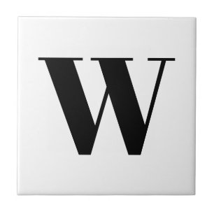 Carreau Lettre initiale monogramme noir blanc personnalisé