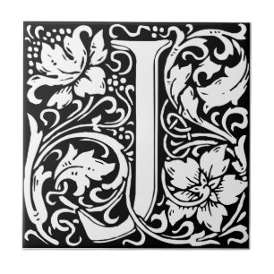 Carreau Lettre J Monogramme médiéval Art Nouveau