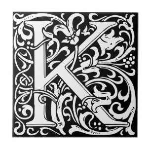 Carreau Lettre K Monogramme Art Nouveau Médiéval