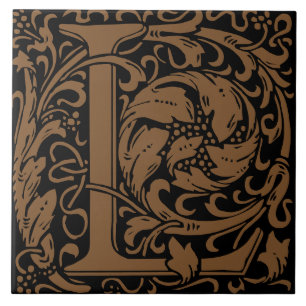 Carreau Lettre L monogramme Art nouveau de William Morris