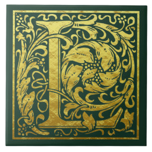 Carreau Lettre L Première Lettre Faux Gold sur Celte Gree
