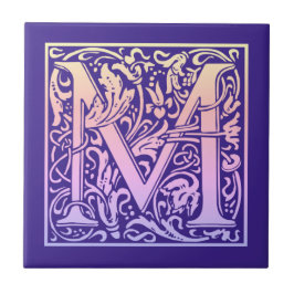 Carreau Lettre M Coloré Vintage Première Lettre Gradient