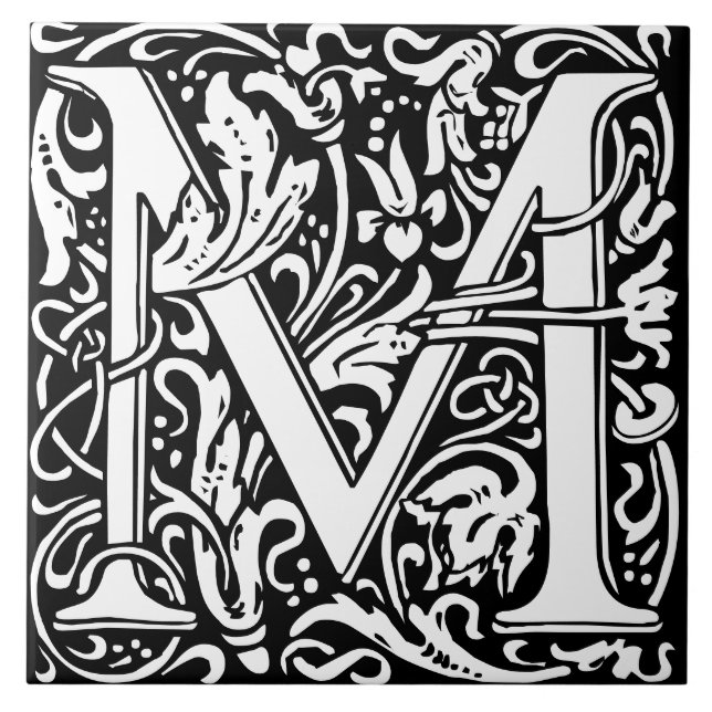 Carreau LETTRE M MOYENNE Alphabet Floral (Devant)