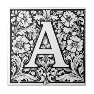 Carreau Lettre médiévale illuminée A