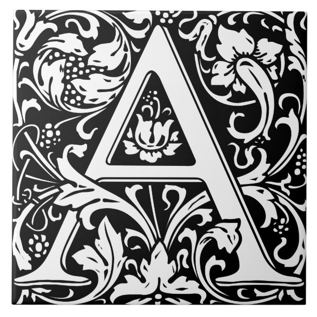 Carreau LETTRE MONOGRAPHIQUE Florale Alphabet A PILE (Devant)