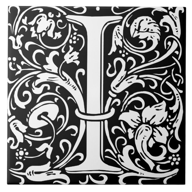Carreau LETTRE MOYENNE ALPHABET Floral LETTRE I PILE (Devant)
