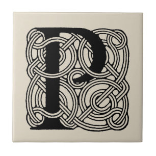 Carreau LETTRE P Vintage Céleste Knot Monogramme