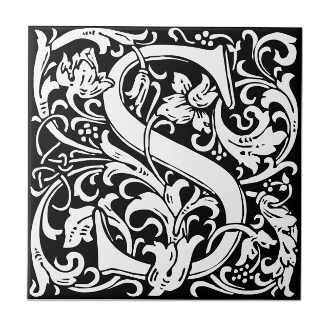 Carreau Lettre S Monogramme médiéval Art Nouveau (Devant)