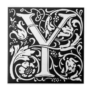 Carreau Lettre Y Art nouveau Carrelage noir et blanc