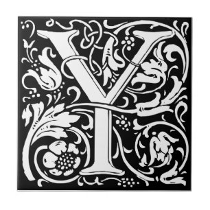 Carreau Lettre Y Monogramme médiéval Art Nouveau