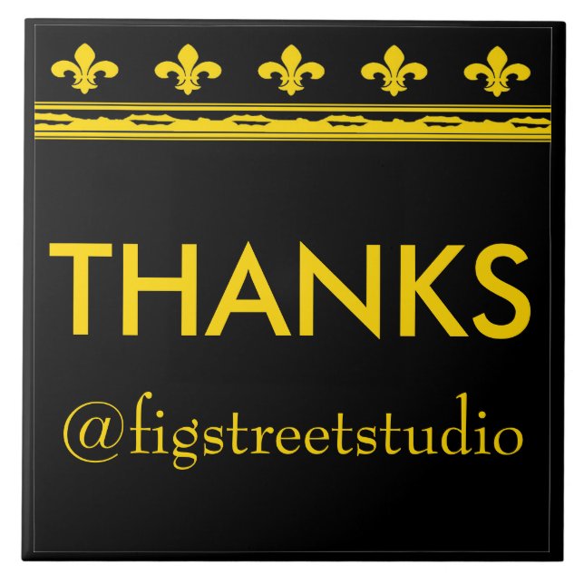 Carreau Lettres et numéros Fleur De Lis Noir & Or (Devant)