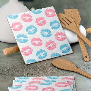 Carreau Lèvres bleues et roses Motif, Baguette à lèvres, B