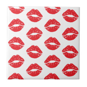 Carreau Lèvres Rouges, Rouge À Lèvres, Baiser, Motif Des L
