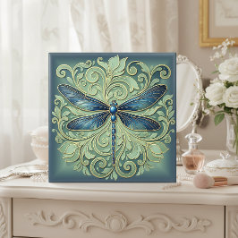 Carreau Libellule Art Nouveau Ornée Pat#12 Bleue ID1222