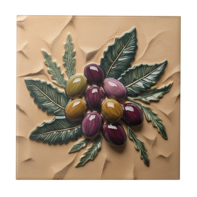 Carreau LIBRE PALESTINE olives branches mosaïque céramique (Devant)