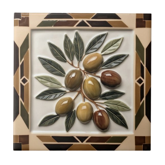 Carreau LIBRE PALESTINE olives branches mosaïque céramique (Devant)