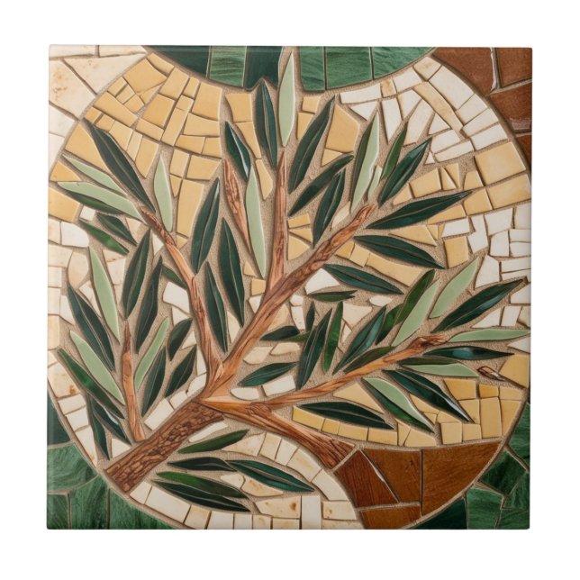 Carreau LIBRE PALESTINE olives branches mosaïque céramique (Devant)