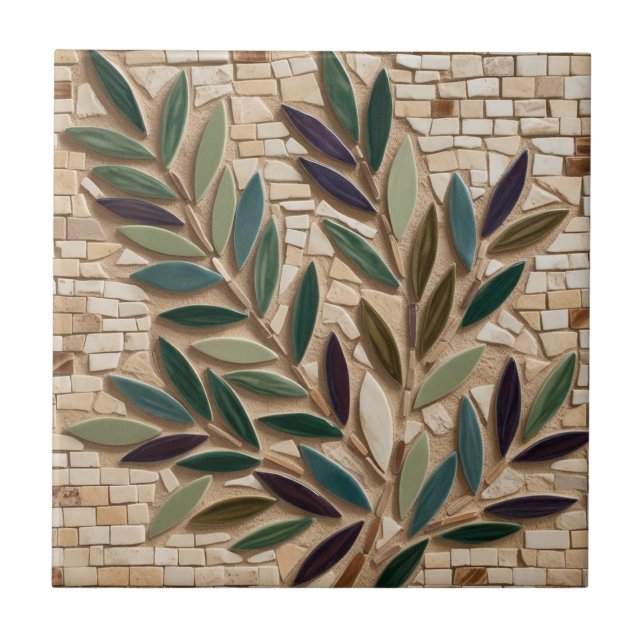 Carreau LIBRE PALESTINE olives branches mosaïque céramique (Devant)