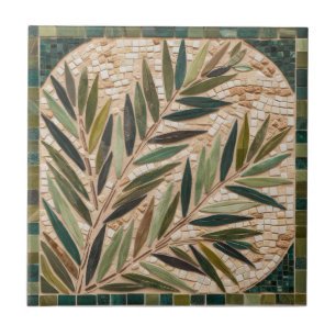 Carreau LIBRE PALESTINE olives branches mosaïque céramique