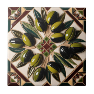 Carreau LIBRE PALESTINE olives branches mosaïque céramique