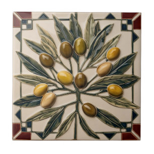 Carreau LIBRE PALESTINE olives branches mosaïque céramique
